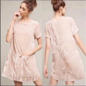 NWT Anthropologie Floreat Crushed Pleated Velour Dress Size XS